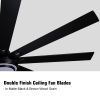 YUHAO 72 in. Indoor Black PlyWood Smart Ceiling Fan with Integrated LED, Works with Alexa/Google