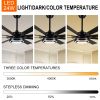 YUHAO 72 in. Indoor Black PlyWood Smart Ceiling Fan with Integrated LED, Works with Alexa/Google