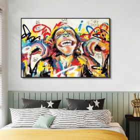 Hand Painted Oil Painting Abstract Portrait Wall Art Hand painted-Laughing Monkey Oil Paintings On Canvas-Hand Made Wall Graffiti-For Home Decoration (size: 150x220cm)